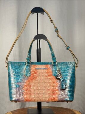 Brahmin Sundew Ombre Asher Leather Satchel Tote Shoulder Bag EUC